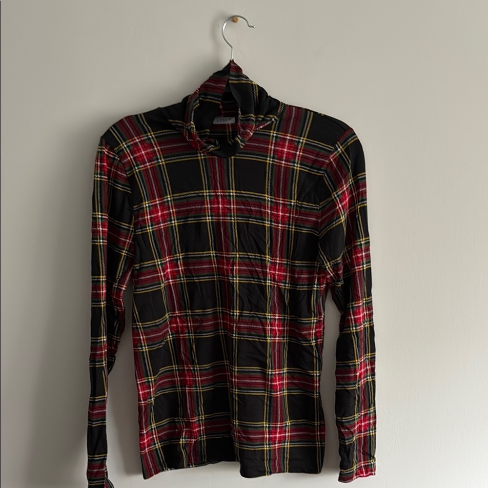 J. Crew Red and Yellow Plaid Turtleneck